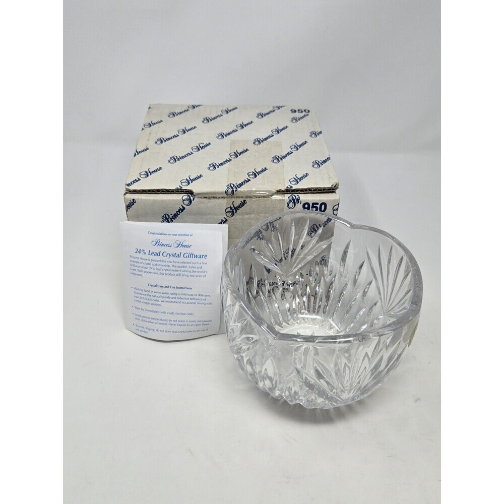 VINTAGE NOS PRINCESS HOUSE LEAD CRYSTAL ROSE BOWL #950 WITH BOX GERMANY